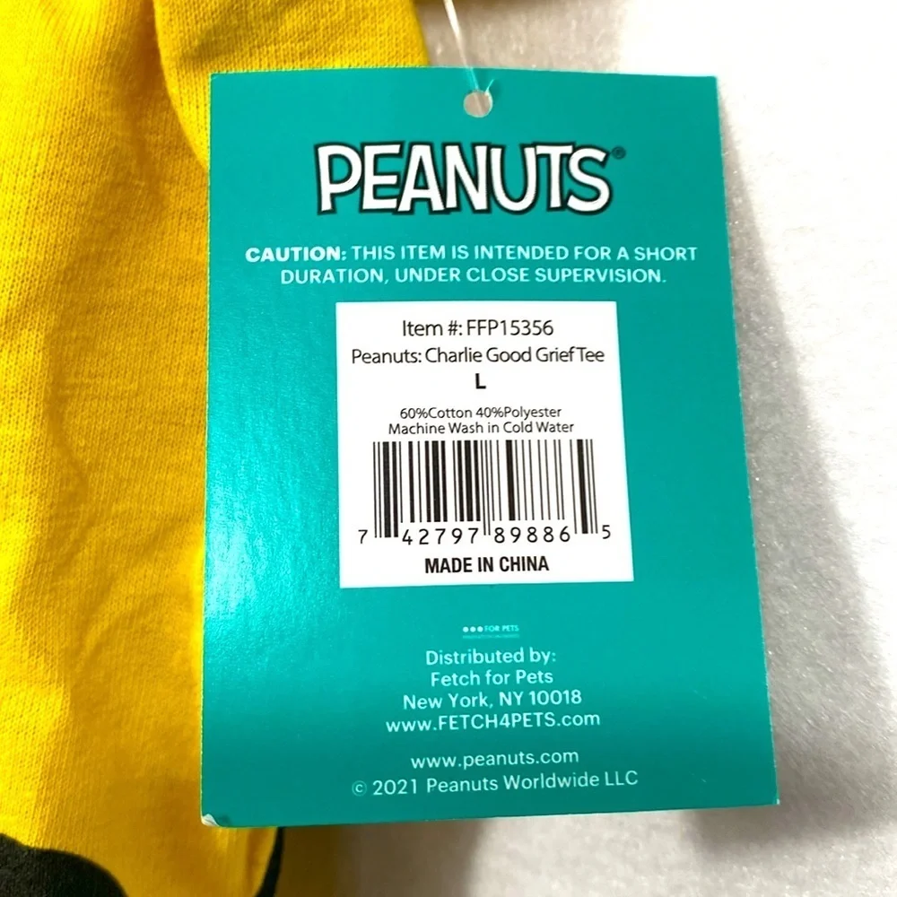 Yellow 'Good Grief' Dog Shirt and Harness Set Peanuts & Minions size Large